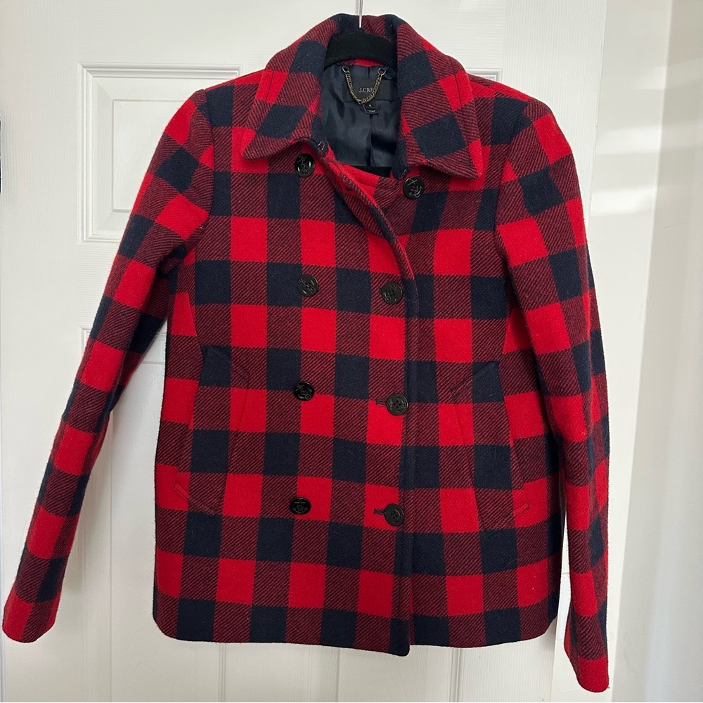 Classic JCrew Buffalo Plaid Peacoat!